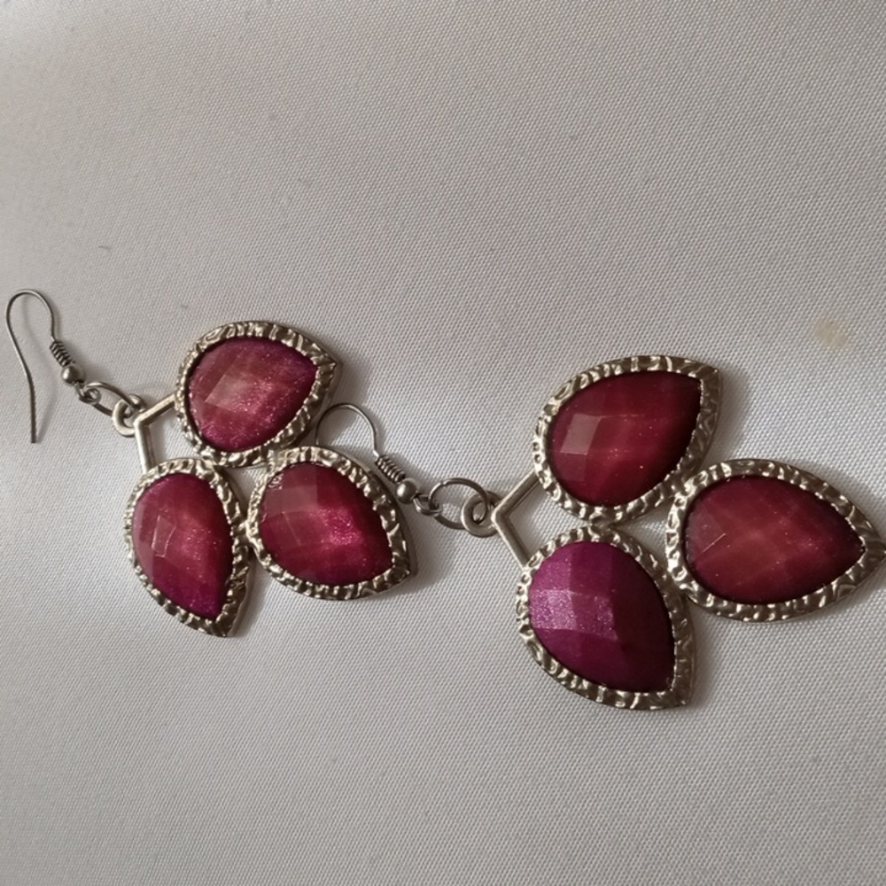 Earrings purplish 1 3/4 inches long